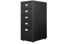 METAL DRAWER WITH 5 DRAWERS AND WHEELS BLACK